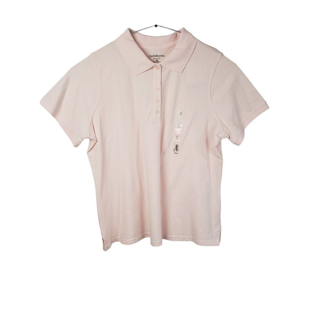 Croft & Barrow‎ NWT Lightest pink women's stretch polo, size 1X